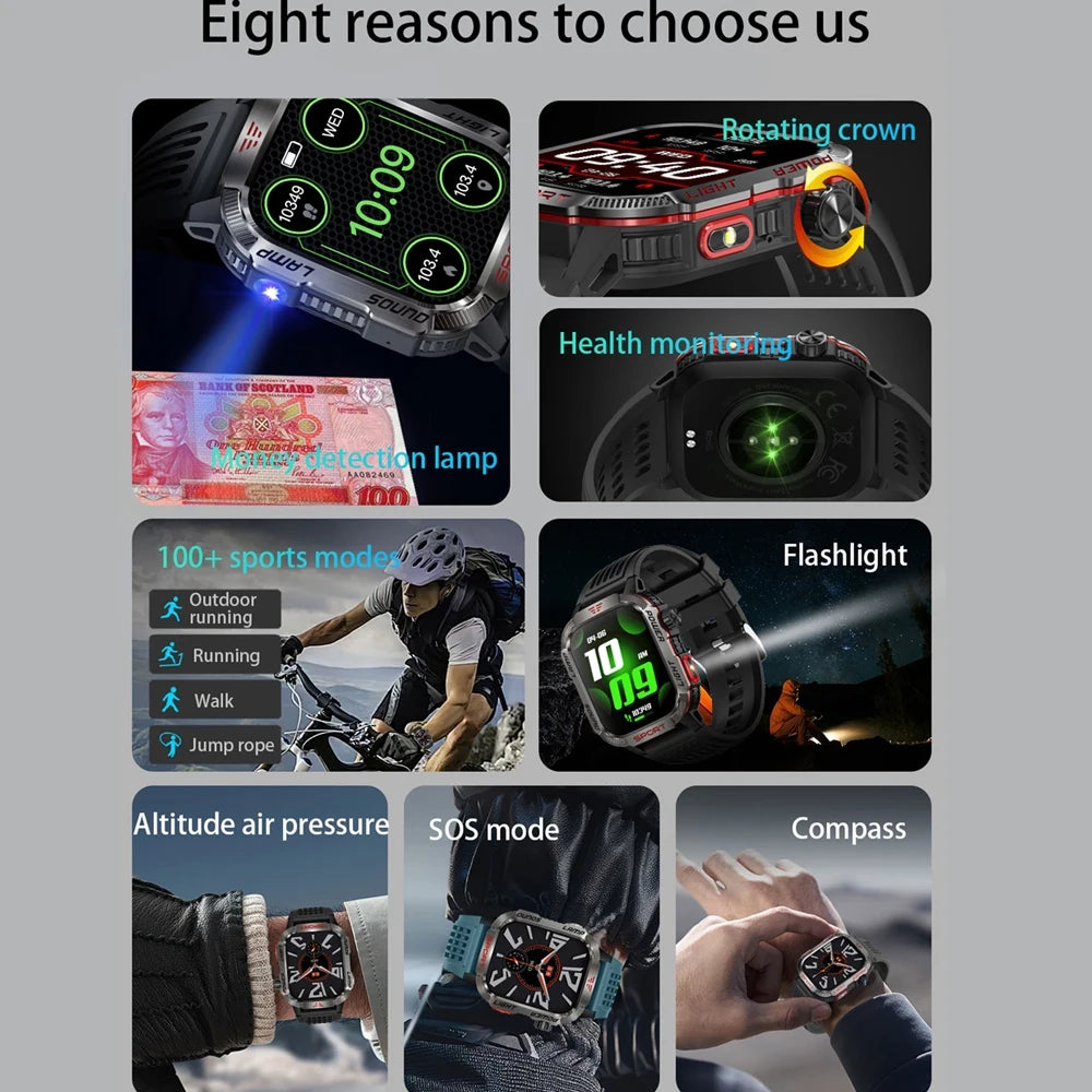 2024 Outdoor Smartwatch with Fitness Tracker & Bluetooth Calls