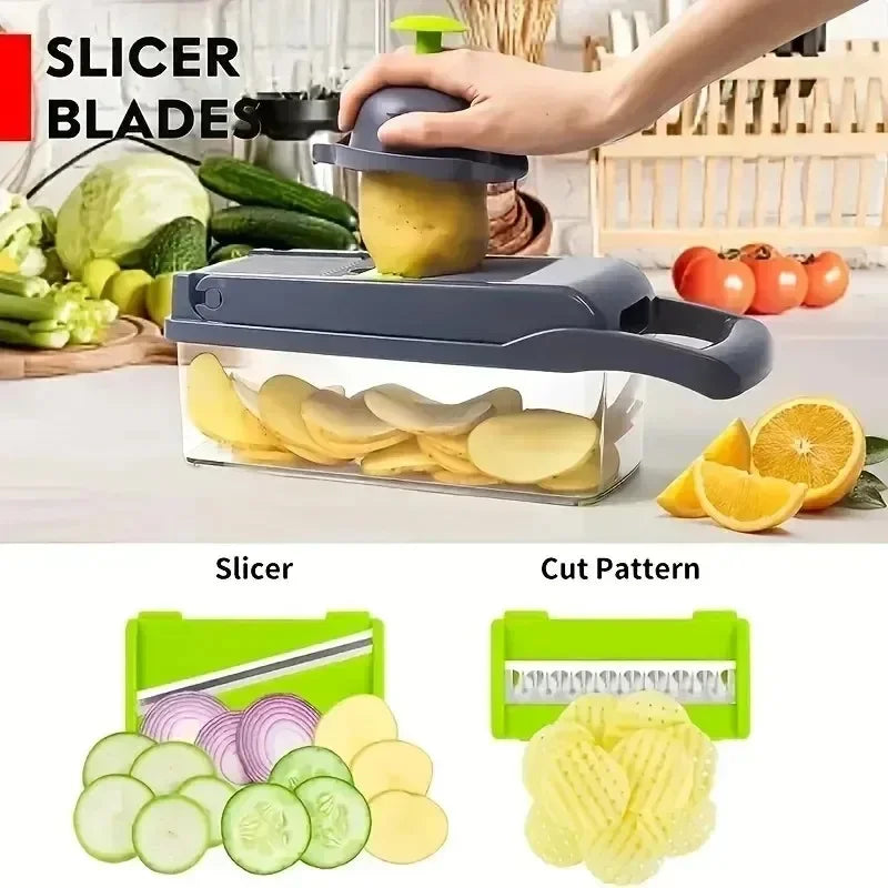Vegetable Chopper & Slicer – 14/16-in-1 Multifunctional Cutter